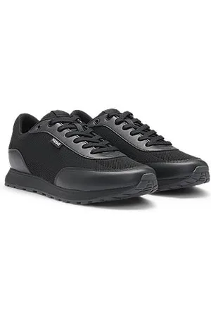 HUGO BOSS Sneakers med strikket effekt og detaljer i imiteret læder