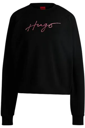HUGO BOSS Sweatshirt i bomuldsfrotté med printet branding