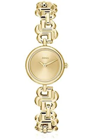 HUGO BOSS Guldfarvet ur med monogramarmbånd