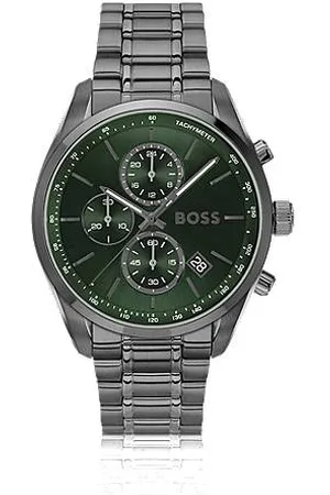 HUGO BOSS Gråt kronografur med grøn urskive