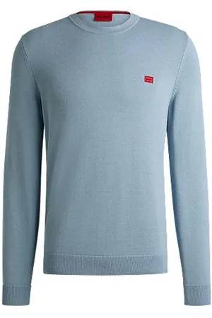 HUGO BOSS Sweater i bomuld med rødt logomærke