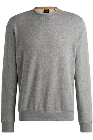 HUGO BOSS Sweater med regular fit i bomuldsfrotté med logomærke