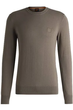 HUGO BOSS Sweater med regular fit i bomuldskashmir og med logomærke