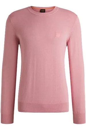 HUGO BOSS Sweater med regular fit i bomuldskashmir og med logomærke