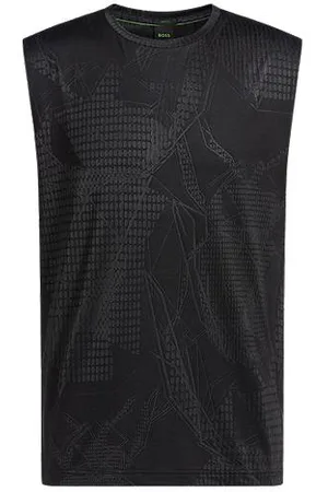 HUGO BOSS T-shirt uden ærmer i jacquardmønstret active-stof med stræk