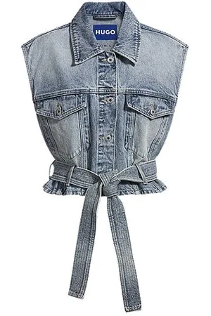 HUGO BOSS Ærmeløs denimjakke med bælte