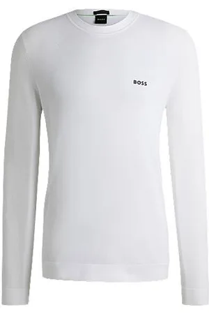 HUGO BOSS Sweater i bomuldsblanding med regular fit og logoprint