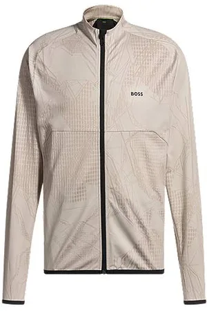 HUGO BOSS Træningssweatshirt med lynlås og dynamisk jacquardmønster