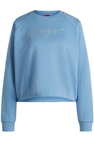 HUGO BOSS Sweatshirt i bomuldsfrotté med printet branding