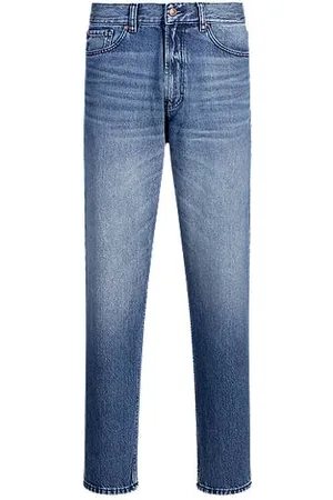 HUGO BOSS Afslappede tapered fit jeans i blå denim med vintagelook