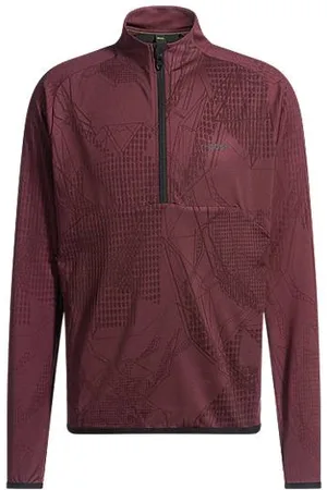 HUGO BOSS Sweatshirt med lynlås i halsen og jacquardmønstret active-stof med stræk