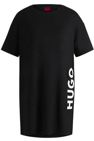 HUGO BOSS Natkjole i jersey med stræk, relaxed fit og logoprint