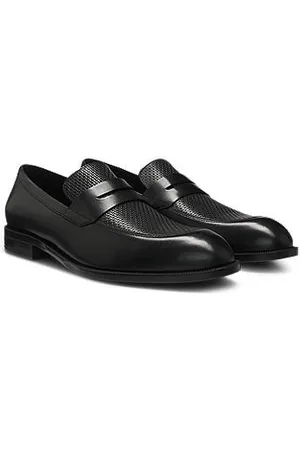 HUGO BOSS Penny-loafers i printet og glat læder