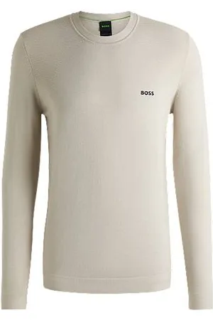 HUGO BOSS Sweater i bomuldsblanding med regular fit og logoprint