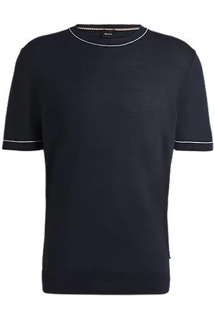 HUGO BOSS Sweatshirt i hørblanding med striber i kanterne