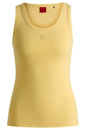 HUGO BOSS Tanktop i bomuldsblanding med ribstruktur og logo