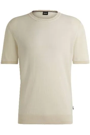 HUGO BOSS Sweatshirt i hørblanding med striber i kanterne