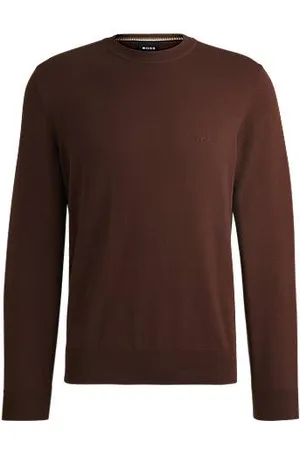 HUGO BOSS Sweater af bomuld med broderet logo
