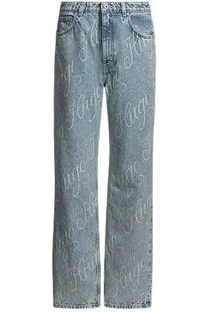 HUGO BOSS Jeans med straight fit i blå denim med logoprint