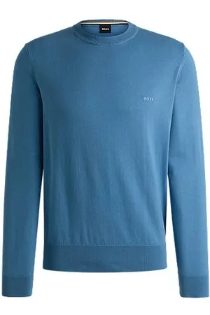 HUGO BOSS Sweater af bomuld med broderet logo