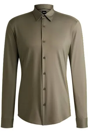 HUGO BOSS Skjorte med slim fit i stof med performance-stræk og struktur