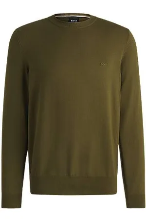 HUGO BOSS Sweater af bomuld med broderet logo
