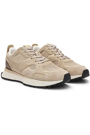 HUGO BOSS Sneakers med strikket tekstur og læderdetaljer