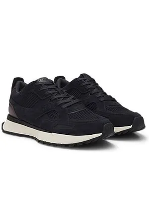 HUGO BOSS Sneakers med strikket tekstur og læderdetaljer