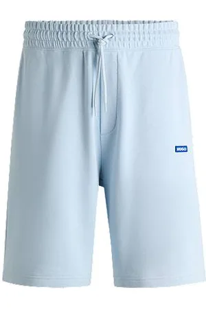 HUGO BOSS Shorts i sweatstof af bomuld med løbesnor og blåt logomærkat