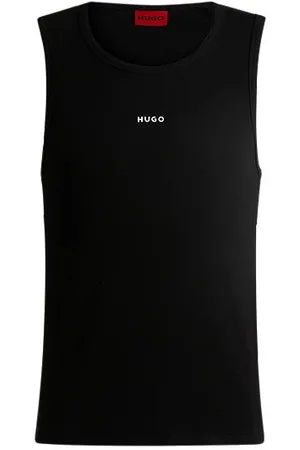 HUGO BOSS Tanktop i bomuldsblanding med ribstruktur og logoprint