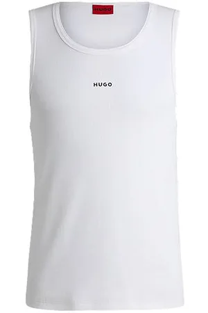 HUGO BOSS Tanktop i bomuldsblanding med ribstruktur og logoprint