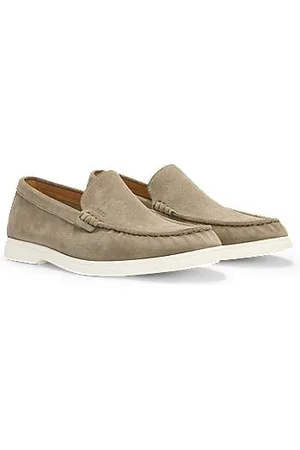 HUGO BOSS Loafers i ruskind med kontrastfarvet ydersål