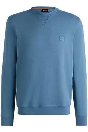 HUGO BOSS Sweater med regular fit i bomuldsfrotté med logomærke