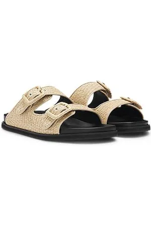 HUGO BOSS Raffia-sandaler med remme og spænder
