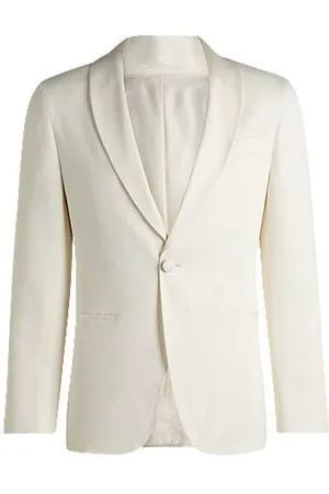 HUGO BOSS Smokingjakke med slim fit i silke og hør