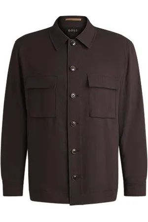 HUGO BOSS Yderskjorte med relaxed fit i en hør- og uldblanding
