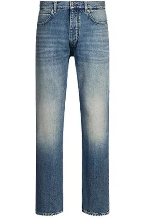 HUGO BOSS Jeans med regular fit i mellemblå stonewashed denim