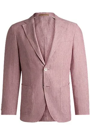 HUGO BOSS Habitjakke med slim fit i mikromønstret hør