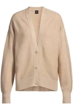 HUGO BOSS Cardigan med V-hals i struktureret bomuld