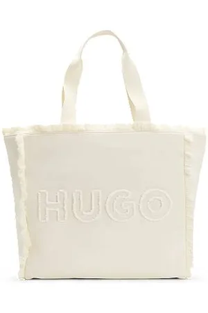 HUGO BOSS Tote bag i kanvas med frynsekant