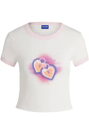 HUGO BOSS Kort Ringer-T-shirt i bomuld med grafisk print