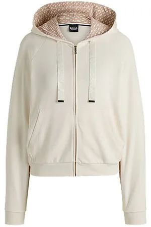 HUGO BOSS Hættetrøje i interlock med lynlås og monogram