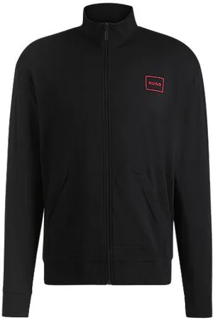 HUGO BOSS Jakke i bomuld med stræk, relaxed fit og indrammet logo