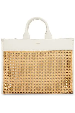 HUGO BOSS Vævet tote bag med guldfarvet logo