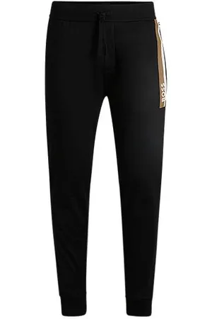 HUGO BOSS Tracksuit-bukser i bomuldsfrotté med logo og stribet print