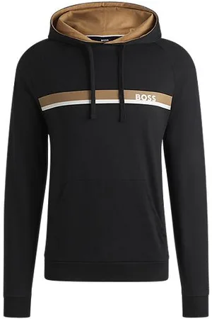 HUGO BOSS Hættetrøje i bomuldsfrotté med stribet print
