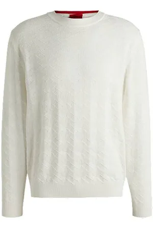 HUGO BOSS Bomuldssweater med tone-i-tone argylemønster