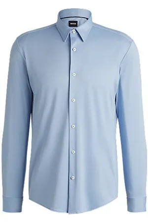 HUGO BOSS Skjorte med slim fit i stof med performance-stræk og struktur