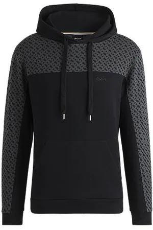 HUGO BOSS Hættetrøje i bomuldsblanding med monogrammønster