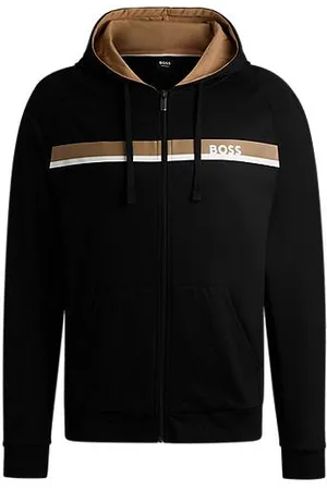 HUGO BOSS Lynlåstrøje i bomuldsfrotté med stribe